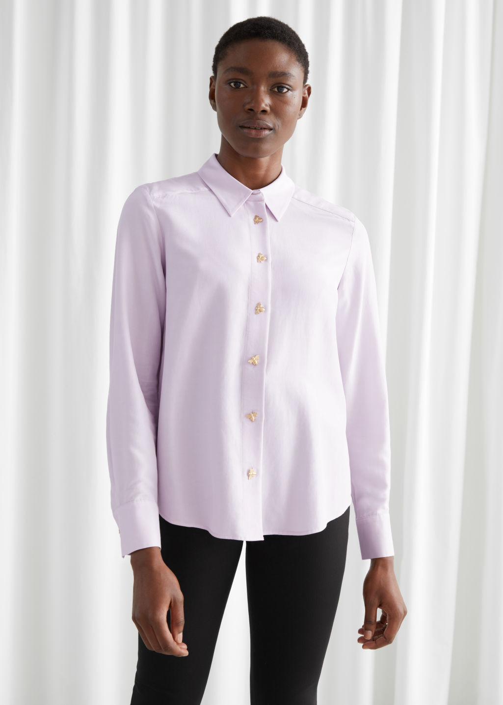 Relaxed Bee Button Shirt - Lilac - Shirts - & Other Stories
