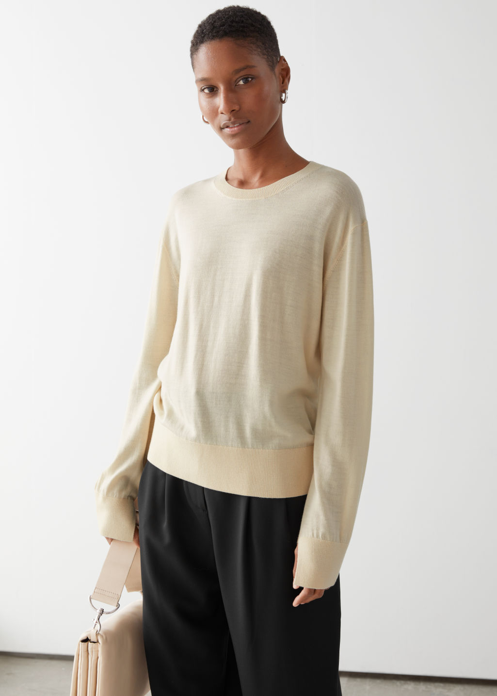 Slit Cuff Wool Knit Sweater - Light Yellow - Sweaters - & Other Stories