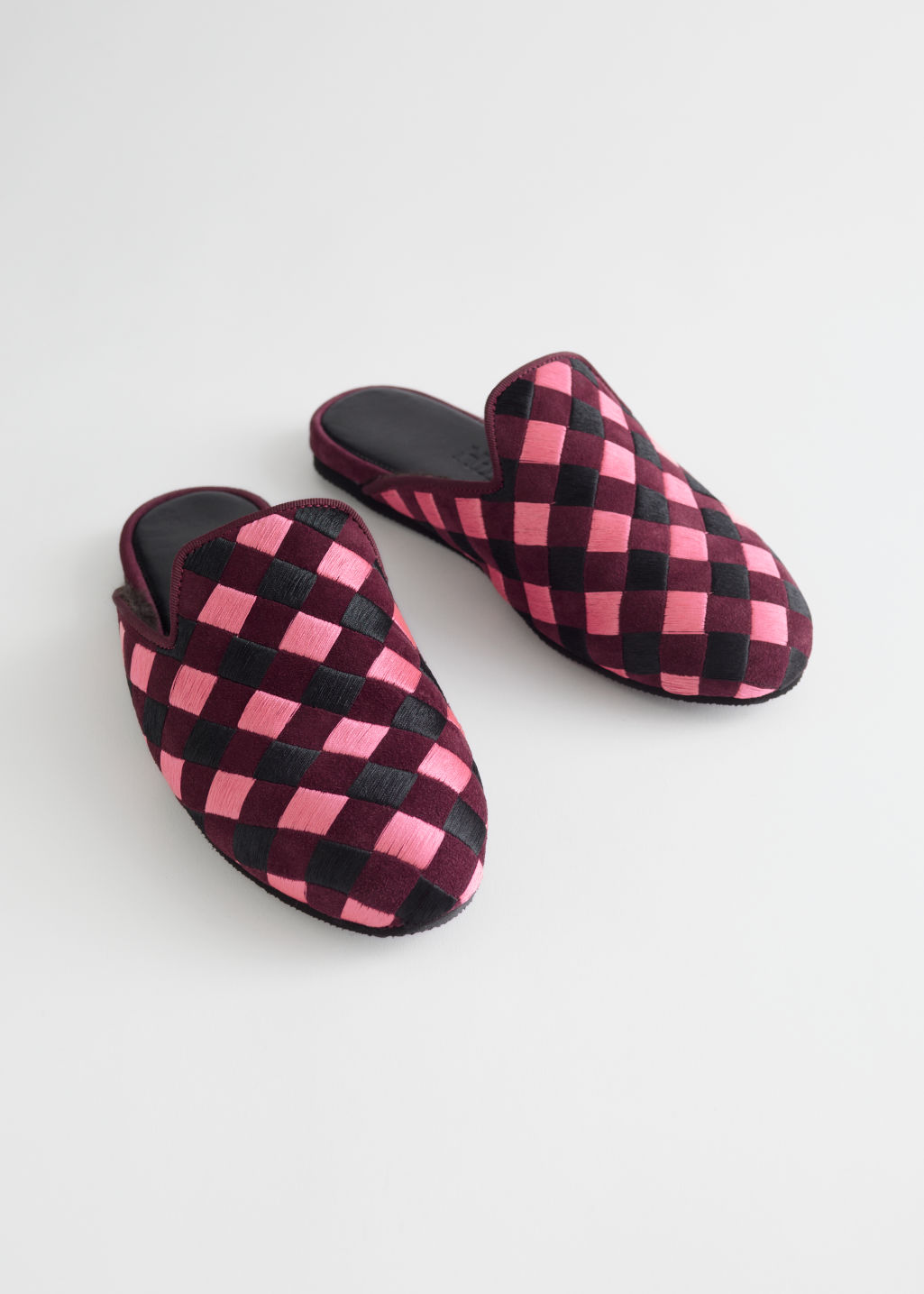 Pink Check Open Slippers - Pink Checks - Hums - & Other Stories