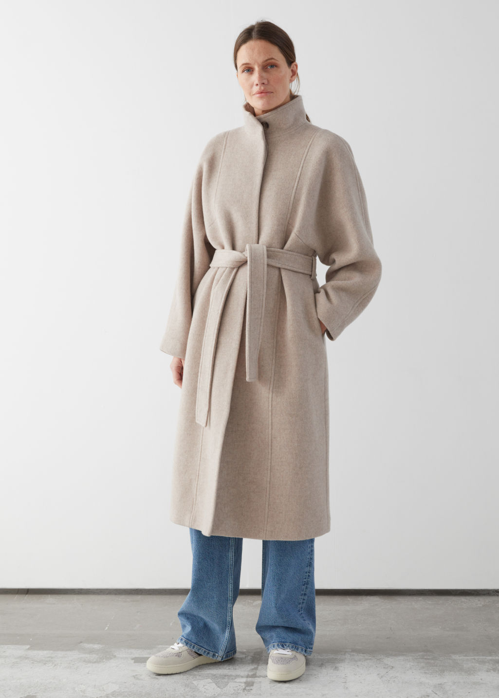 Belted Recycled Wool Coat - Oatmeal - Woolcoats - & Other Stories