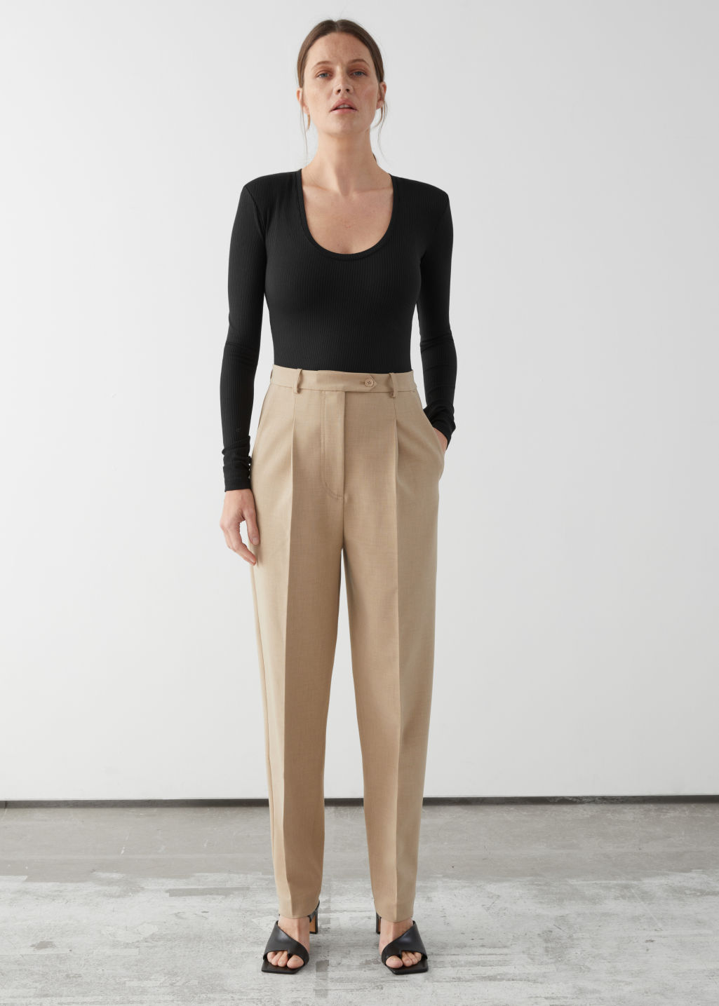 Tapered Press Crease Trousers - Beige - Trousers - & Other Stories