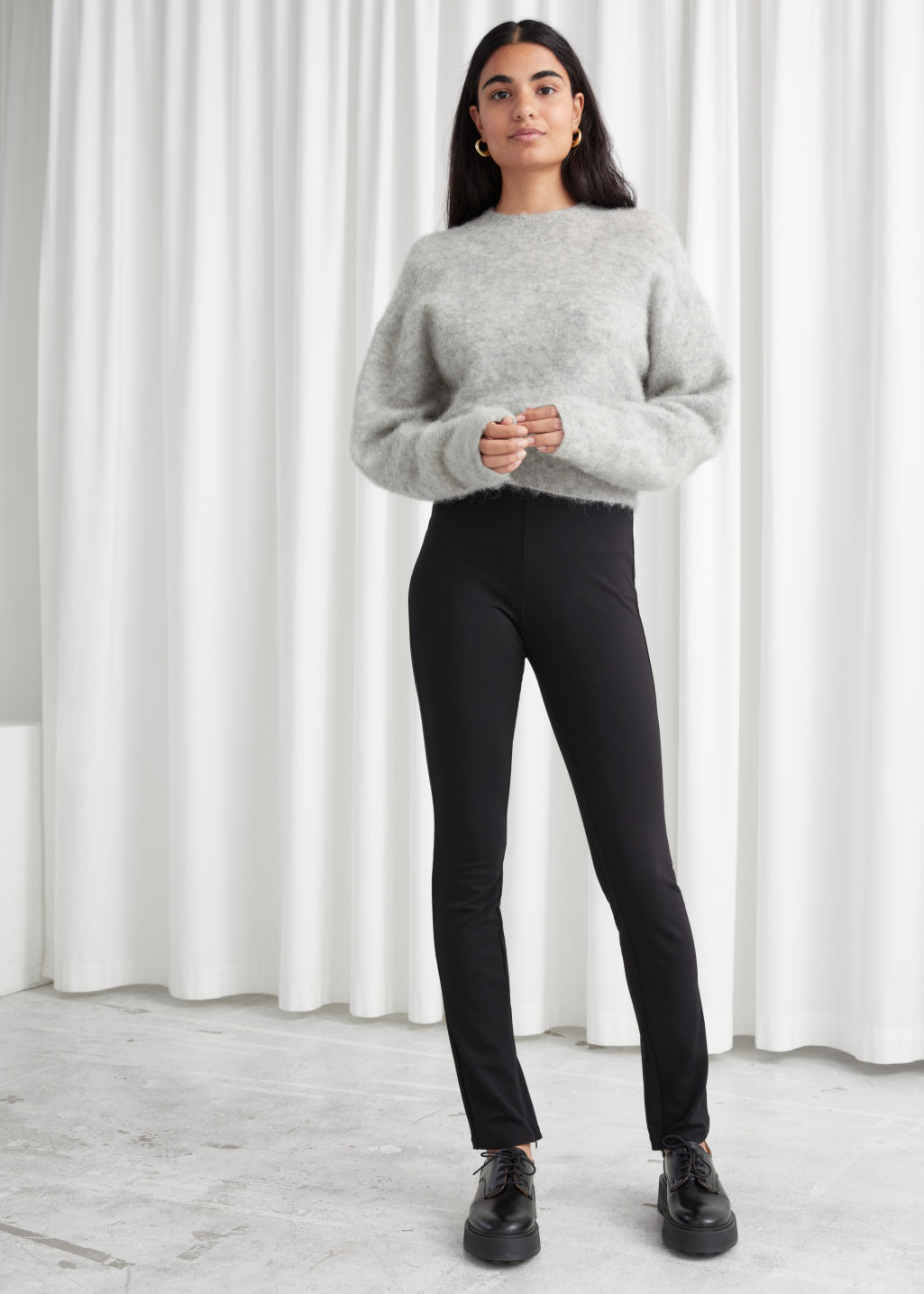 Fitted Zipper Leggings - Black - Slim Fit Trousers - & Other Stories