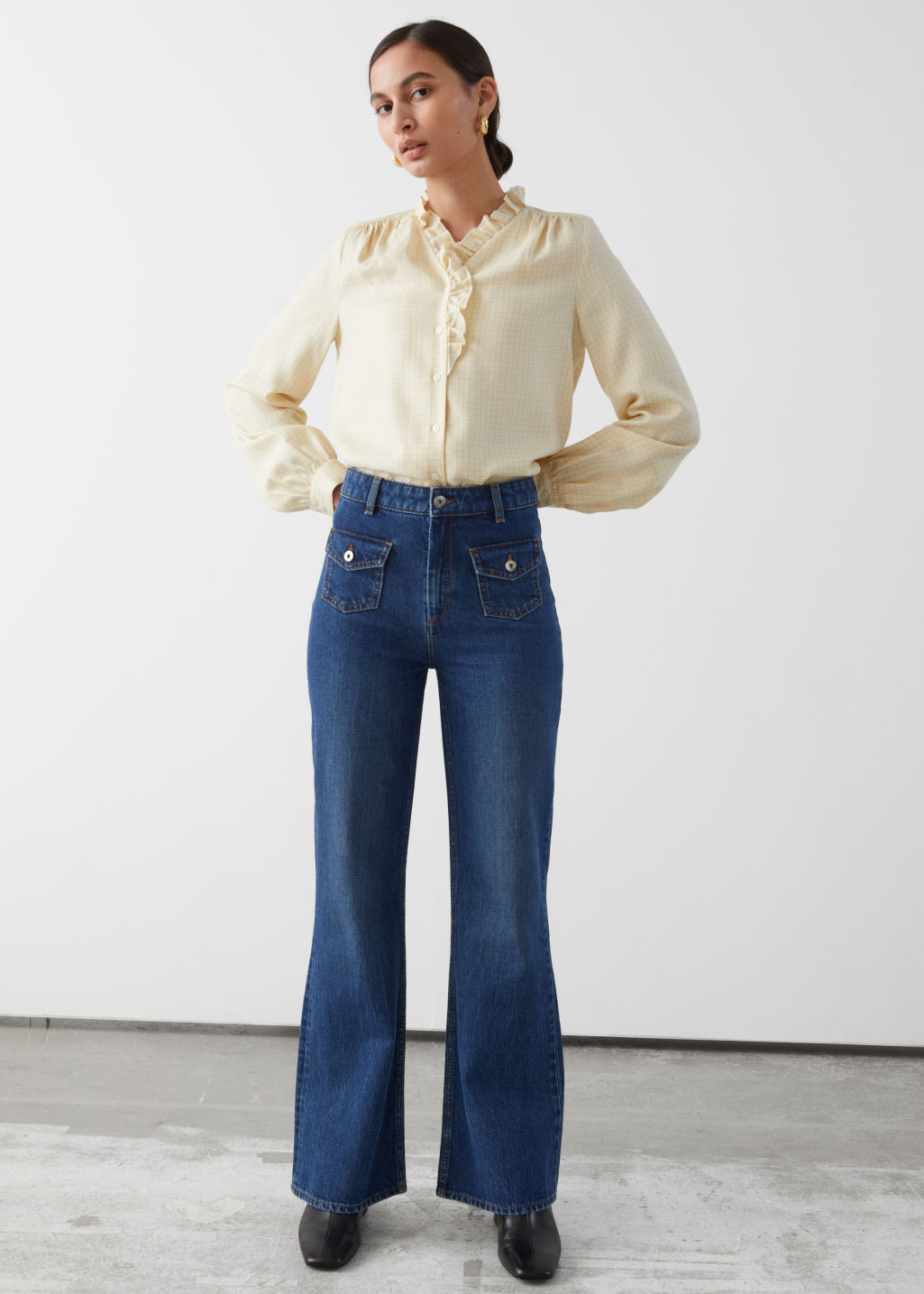 Flared Patch Pocket Jeans - Mid Blue - Jeans - & Other Stories