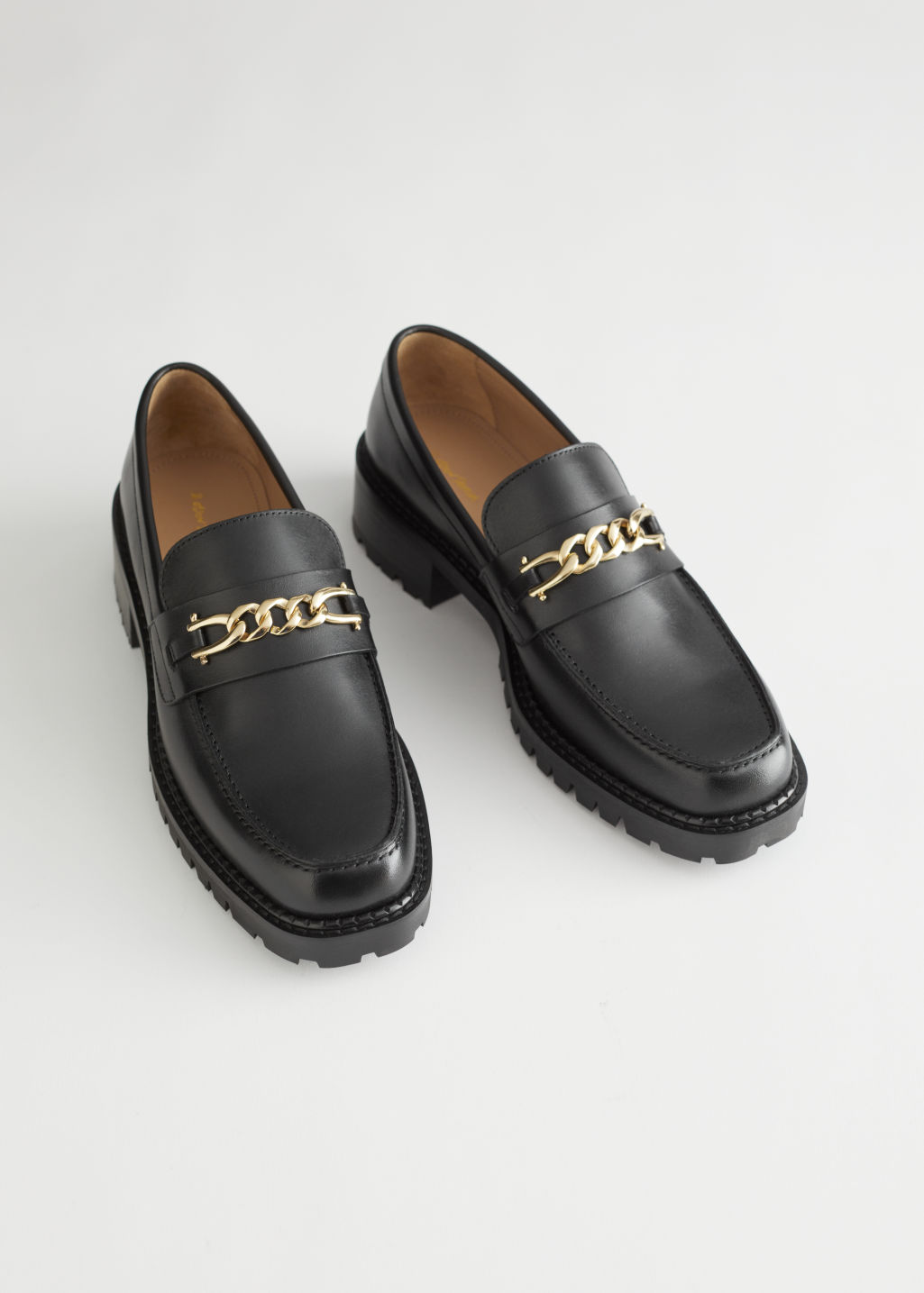 Rope Chain Leather Loafers - Black - Loafers - & Other Stories