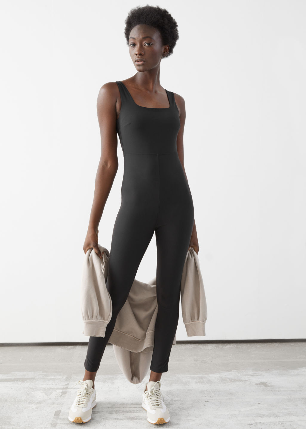 Quick-Dry Sleeveless Yoga Bodysuit - Black - Jumpsuits & Playsuits - & Other Stories