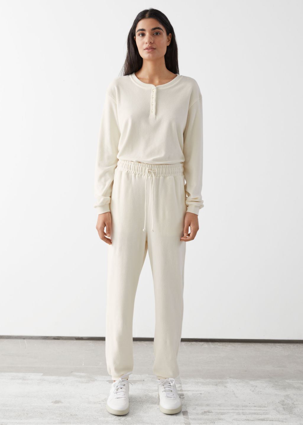 Terrycloth Drawstring Trousers - White - Trousers - & Other Stories