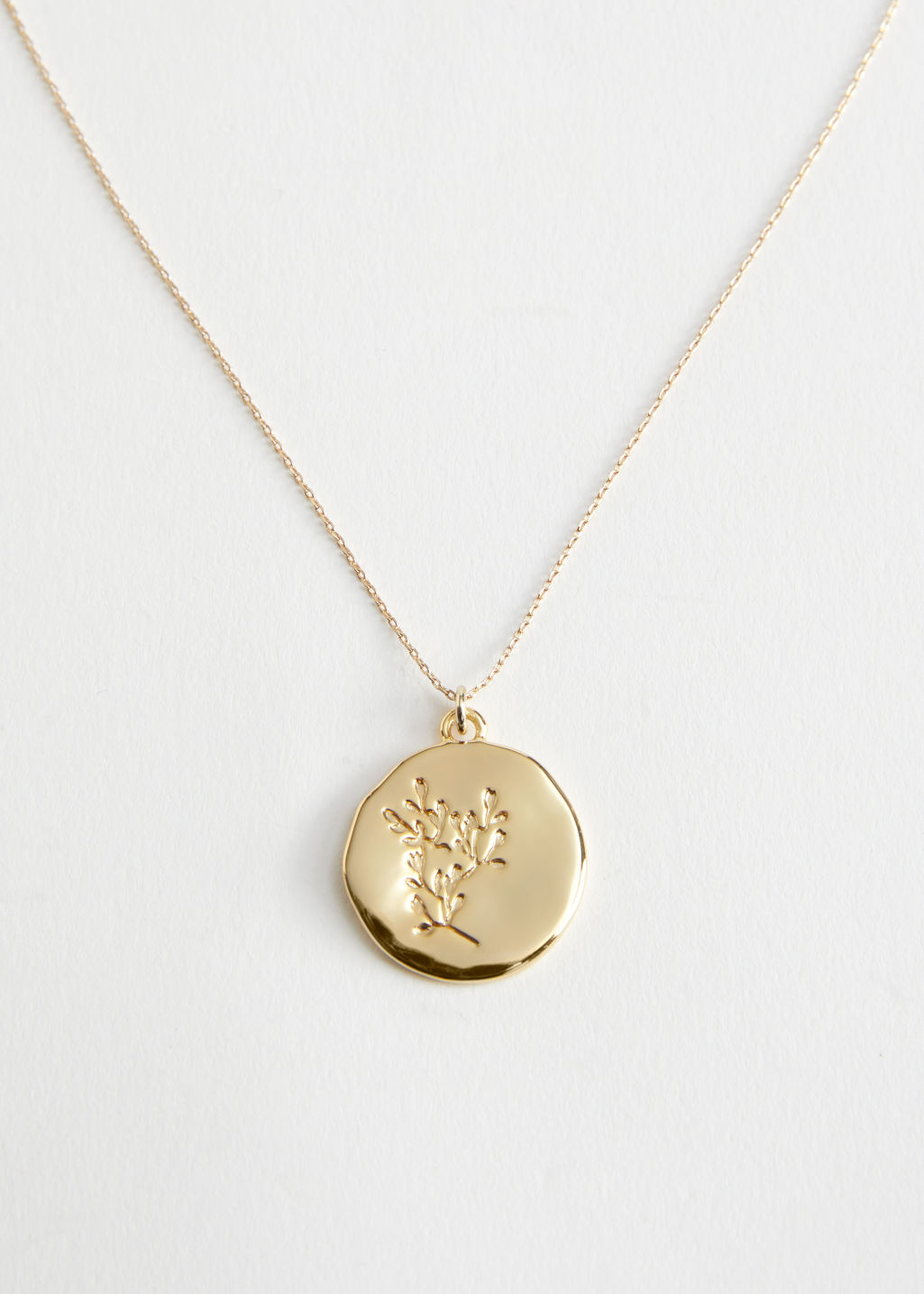 Floral Embossed Pendant Necklace - Gold - Pendants - & Other Stories