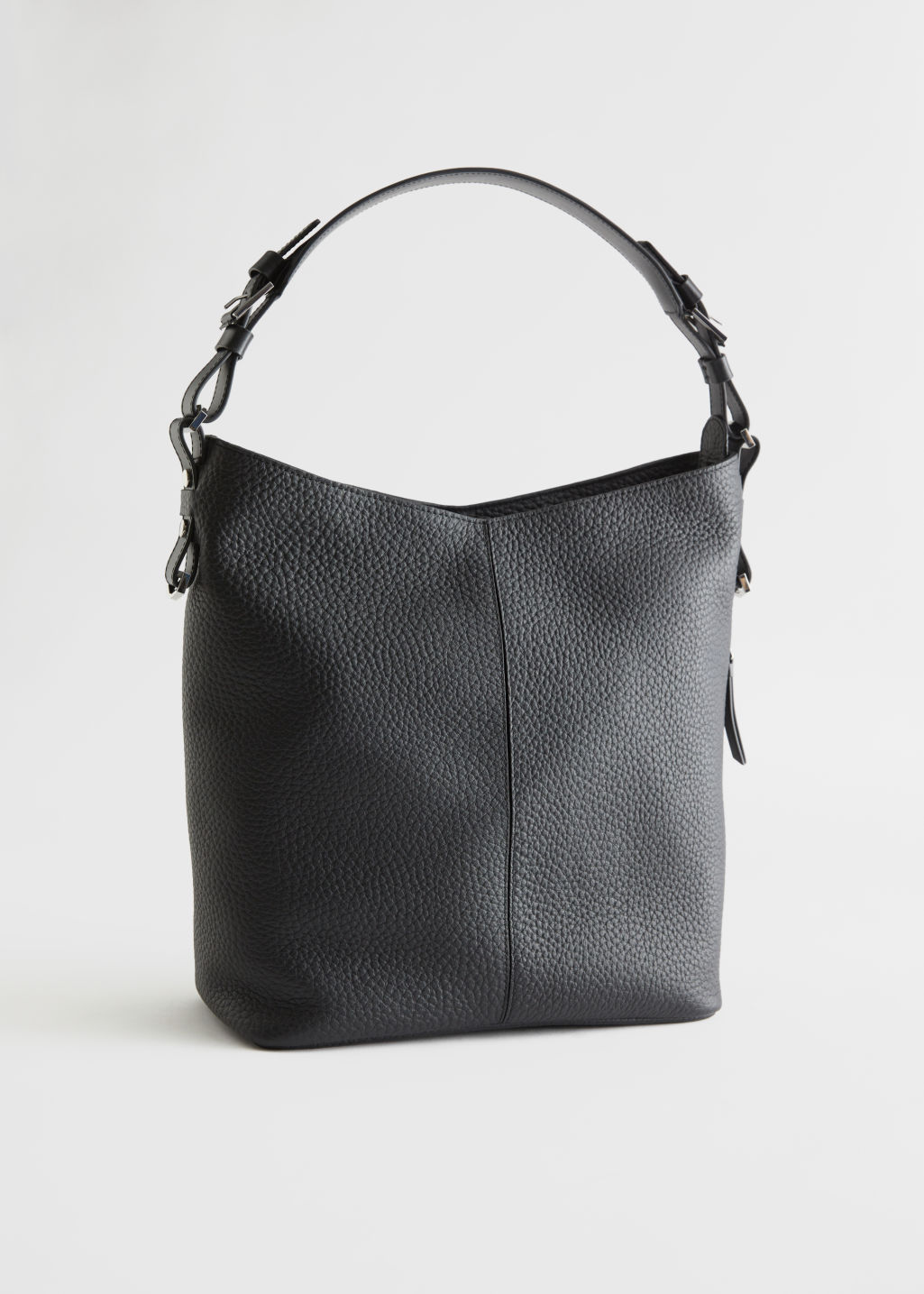 Grained Leather Shoulder Tote Bag - Black - Totes - & Other Stories