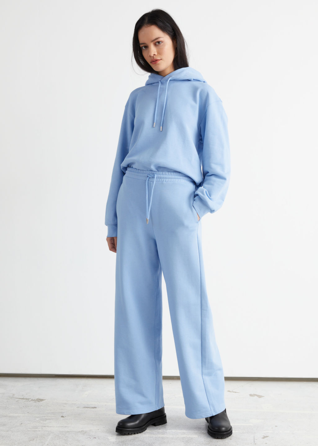 Relaxed Long Drawstring Trousers - Light Blue - Trousers - & Other Stories