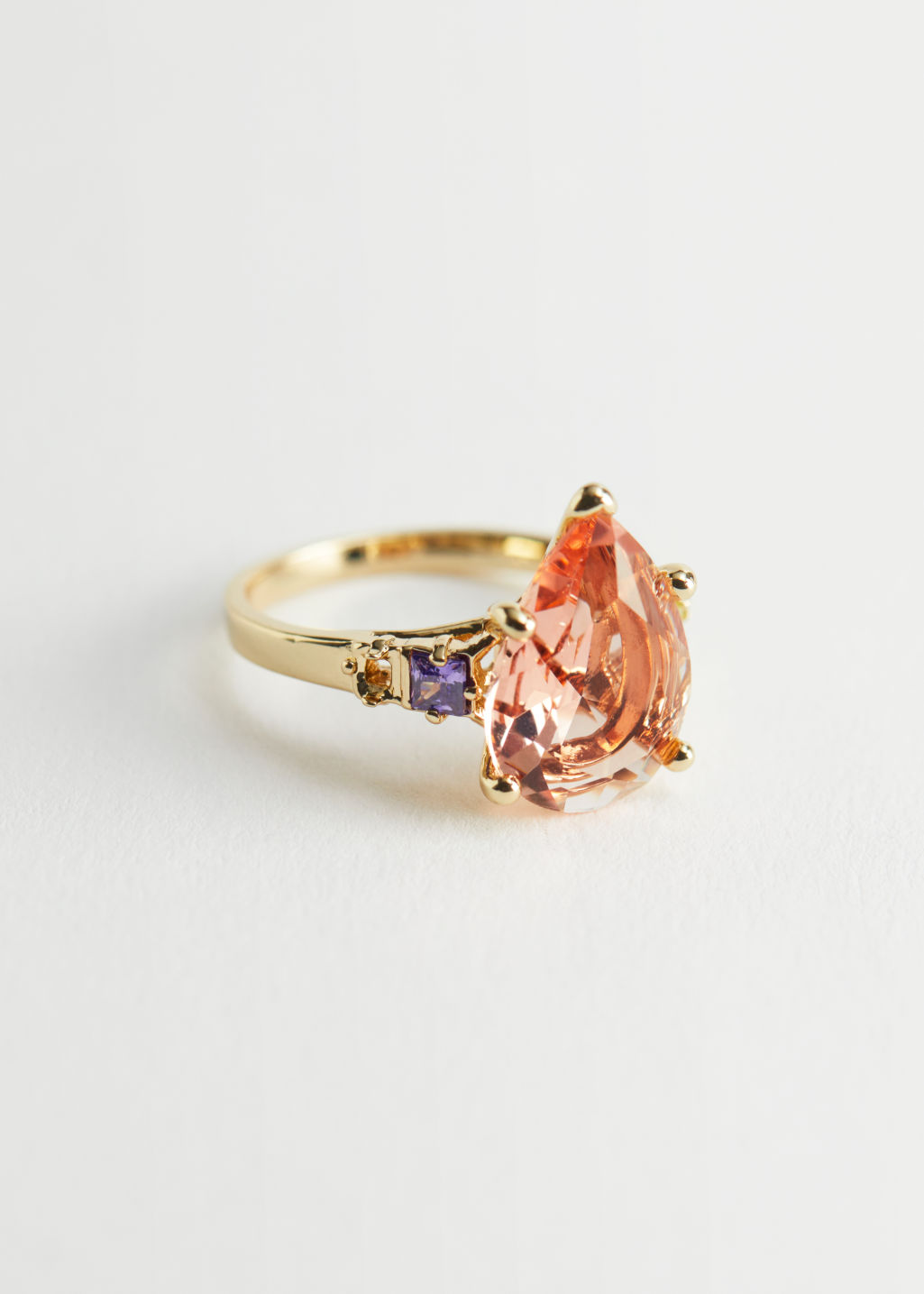 Colour Block Crystal Pendant Ring - Orange Crystal - Rings - & Other Stories