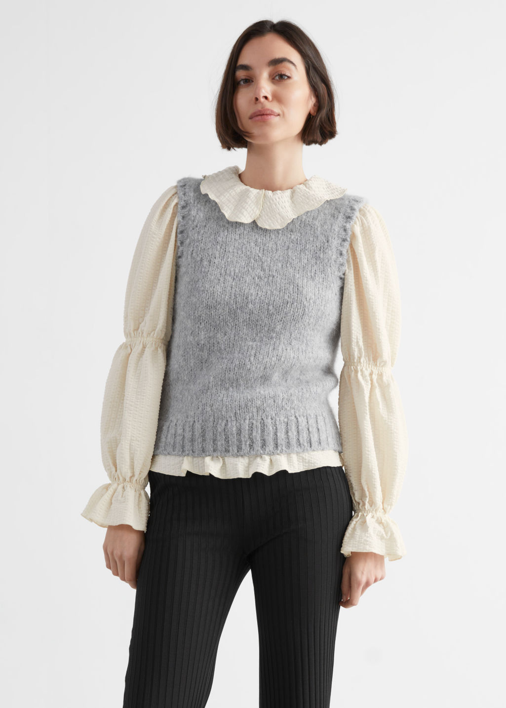 Fuzzy Scallop Knit Vest - Creme - Sweaters - & Other Stories