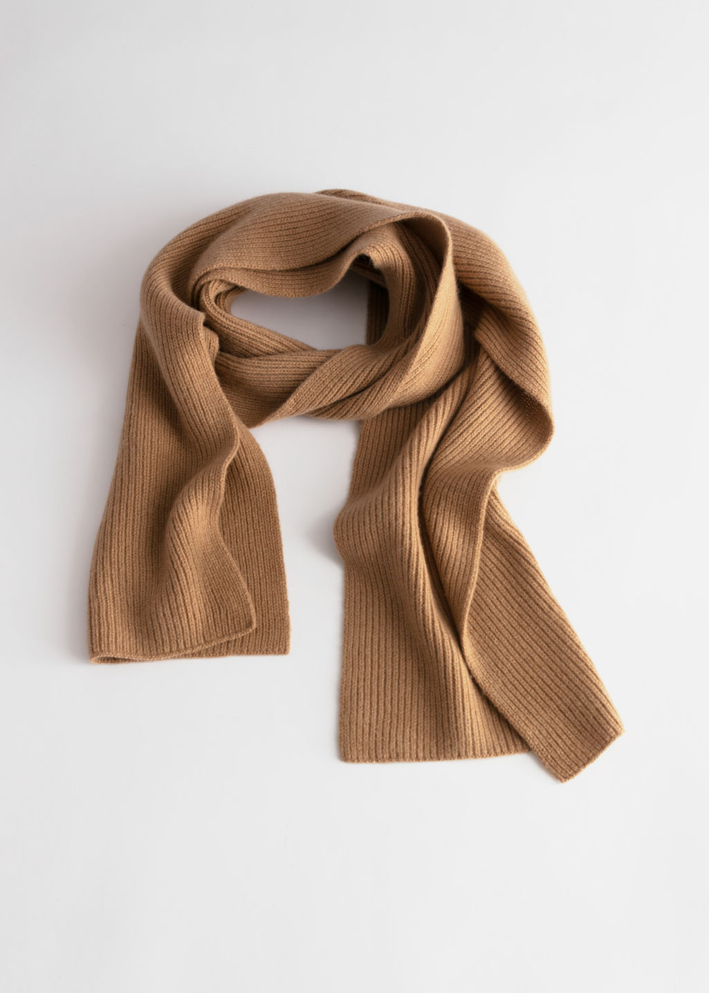 Cashmere Ribbed Knit Scarf - Camel - Scarves - & Other Stories - Click Image to Close