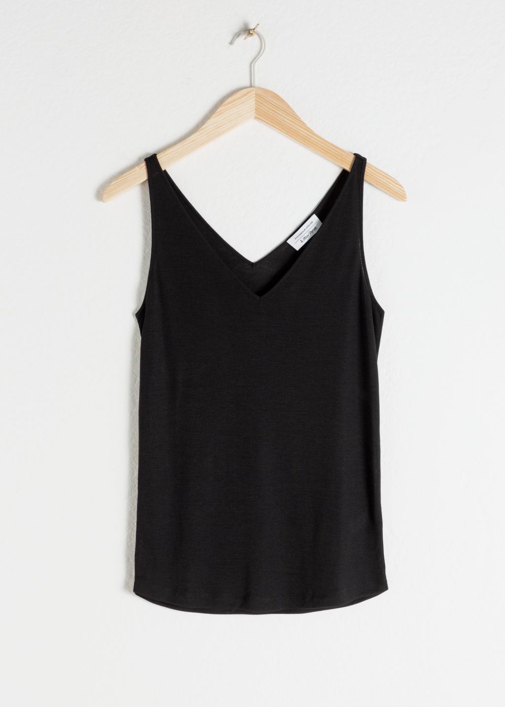 Ribbed V-Neck Top - Black - Tanktops & Camisoles - & Other Stories - Click Image to Close