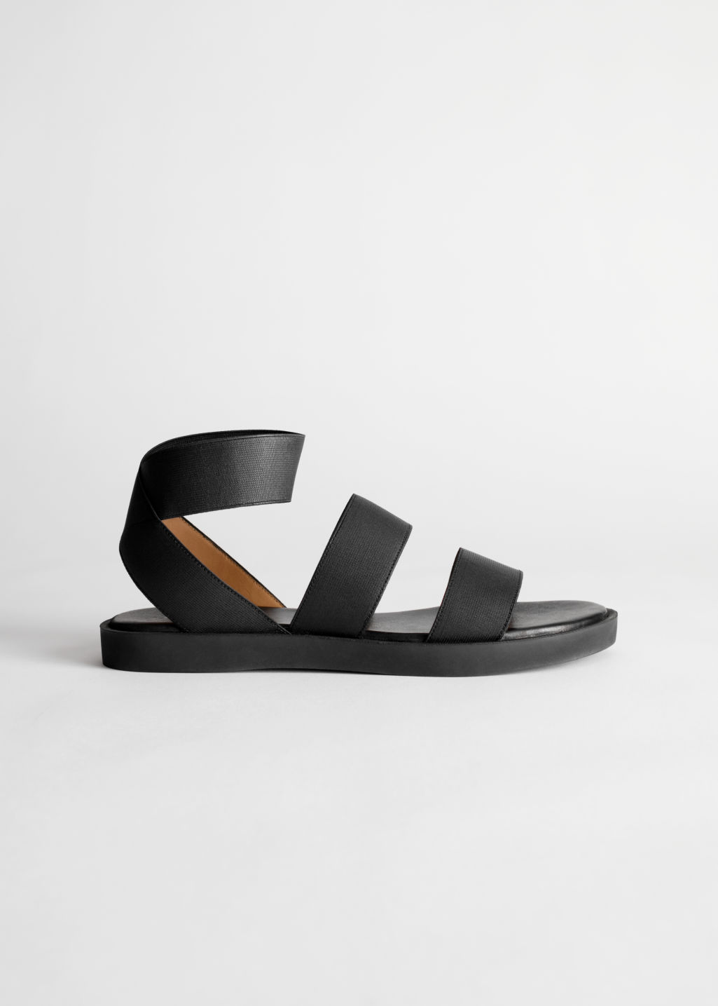 Elastic Strap Sandal - Black - Flat sandals - & Other Stories
