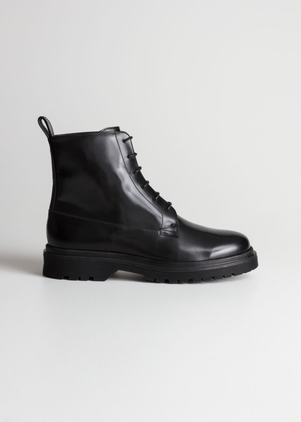 Lace-Up Leather Boots - Black - Ankleboots - & Other Stories