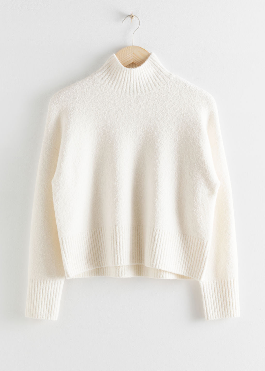 Cropped Mock Neck Sweater - White - Turtlenecks - & Other Stories - Click Image to Close