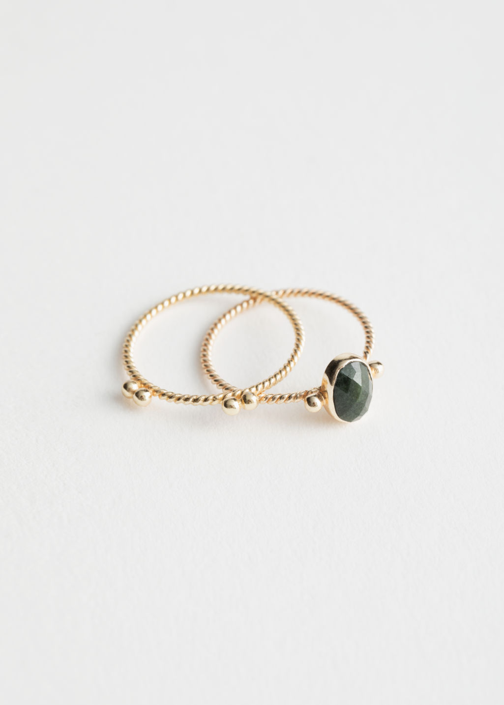Round Stone Ring Set - Dark Green - Earrings - & Other Stories