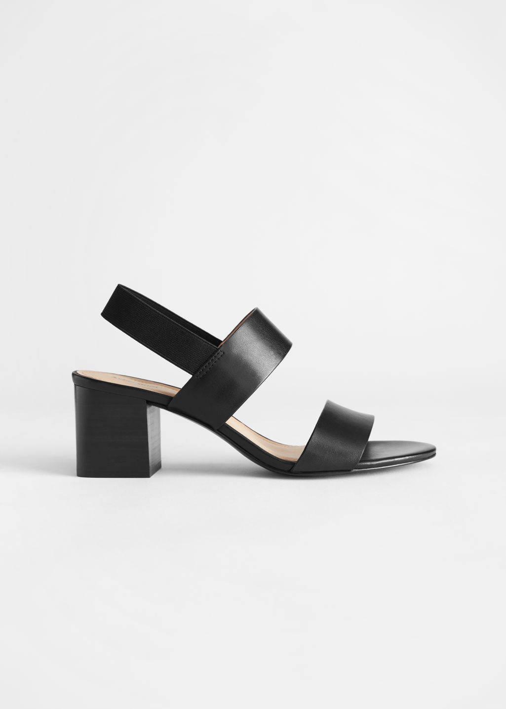 Block Heel Leather Sandals - Black - Heeled sandals - & Other Stories