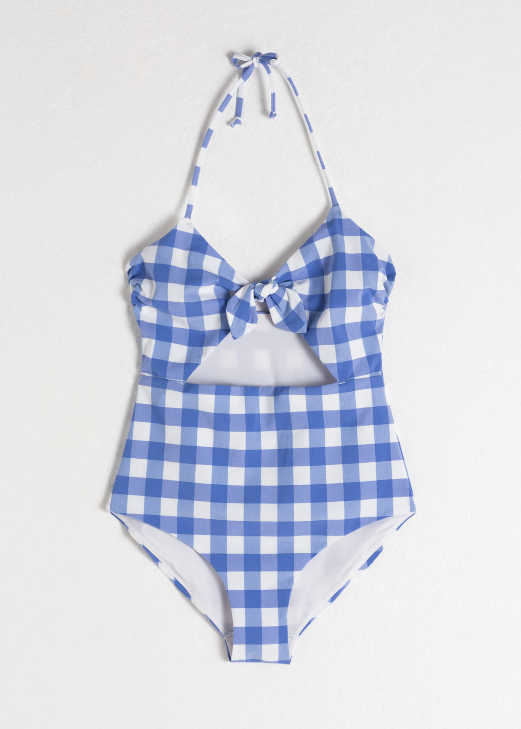 Gingham Cutout Halter Swimsuit - Blue - Swimsuits - & Other Stories - Click Image to Close