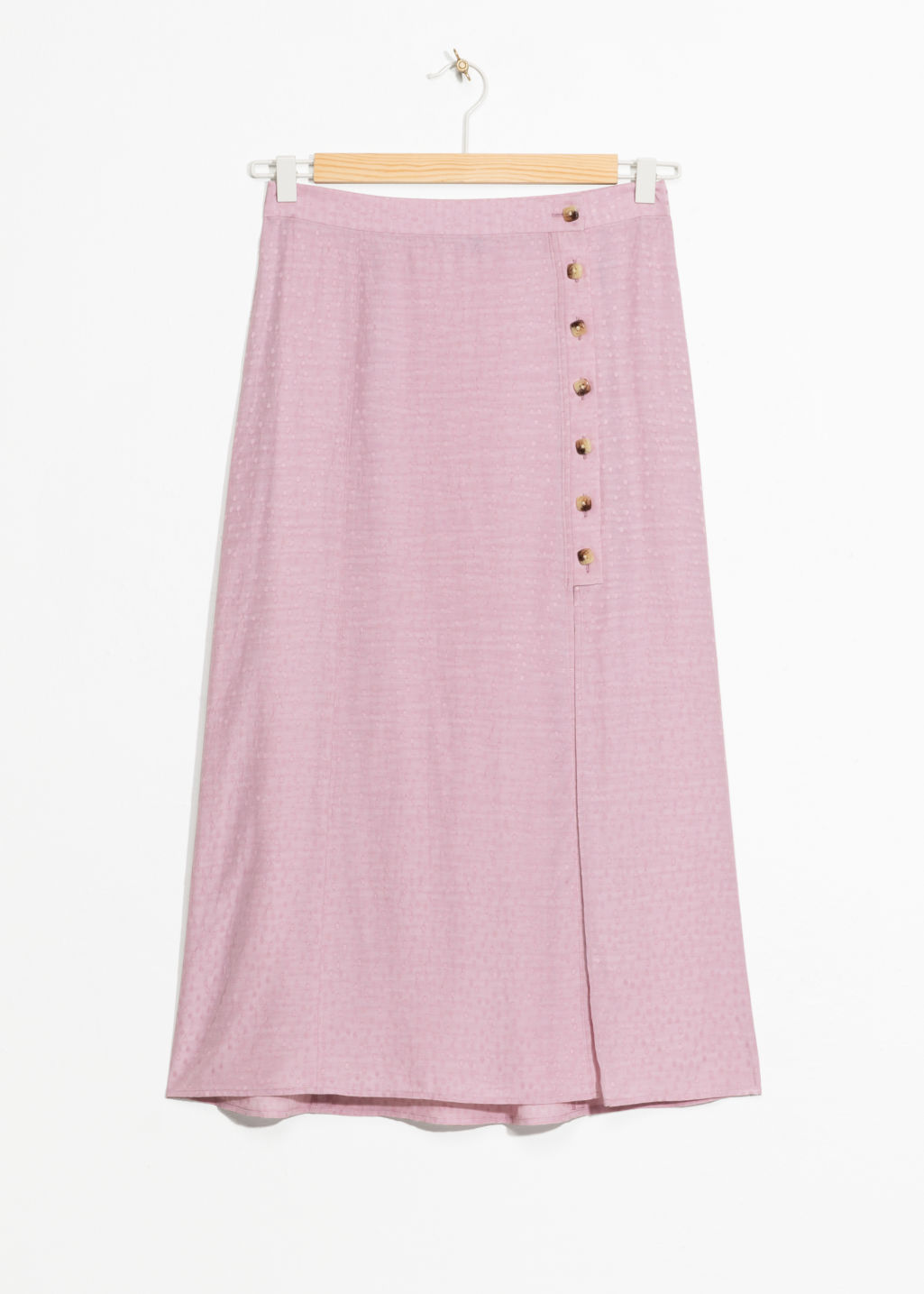 Asymmetric Buttoned Midi Skirt - Pink - Midi skirts - & Other Stories - Click Image to Close