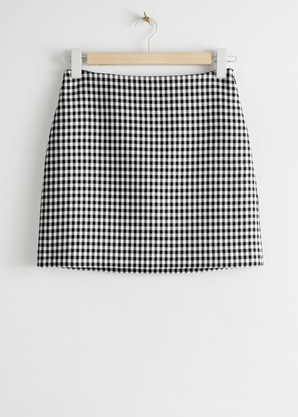 Houndstooth Mini Skirt - Beige Checks - Mini skirts - & Other Stories - Click Image to Close