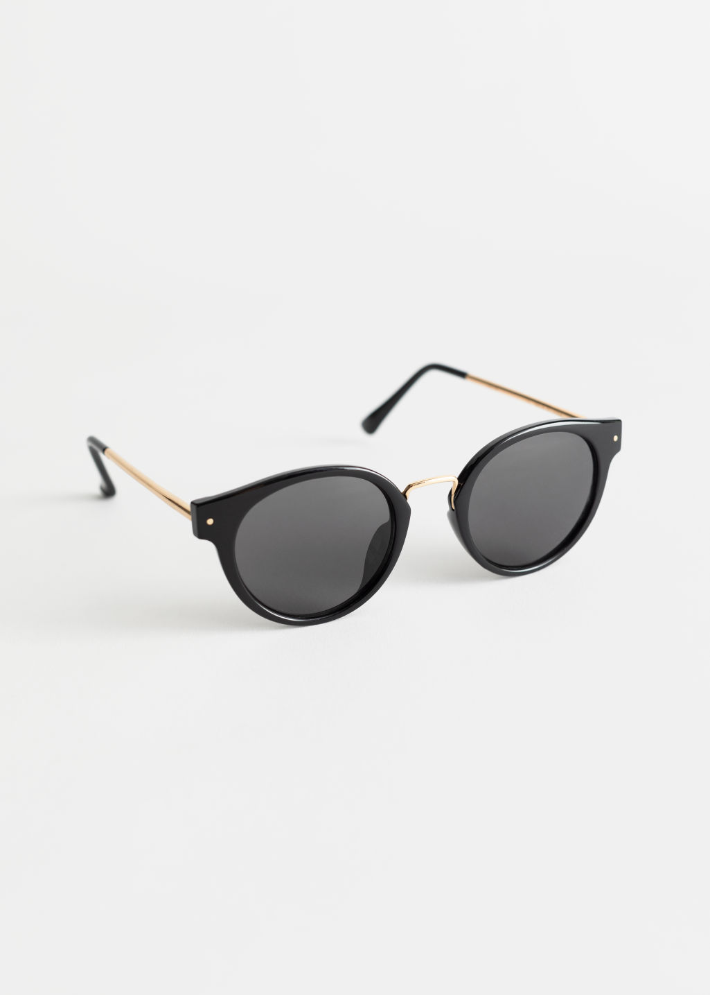 Rounded Gold Bridge Sunglasses - Black - Round frame - & Other Stories - Click Image to Close