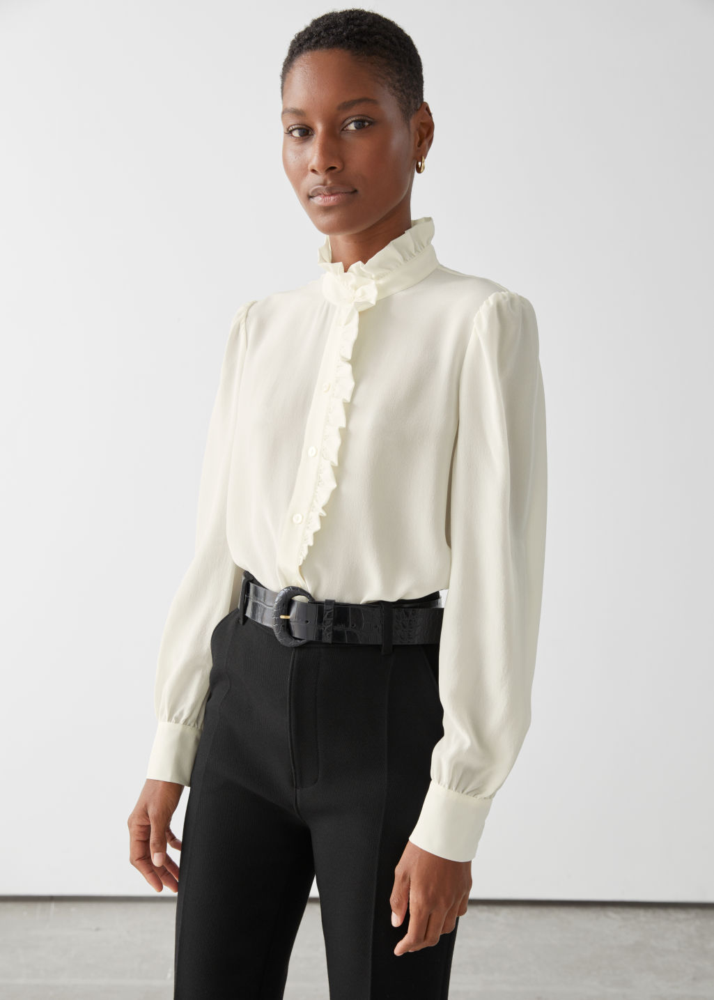 Straight Fit Silk Shirt - White - Silk - & Other Stories - Click Image to Close
