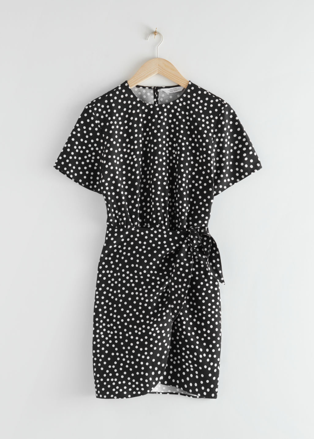 Tie Up Mini Wrap Dress - Black Polka Dot - Mini dresses - & Other Stories