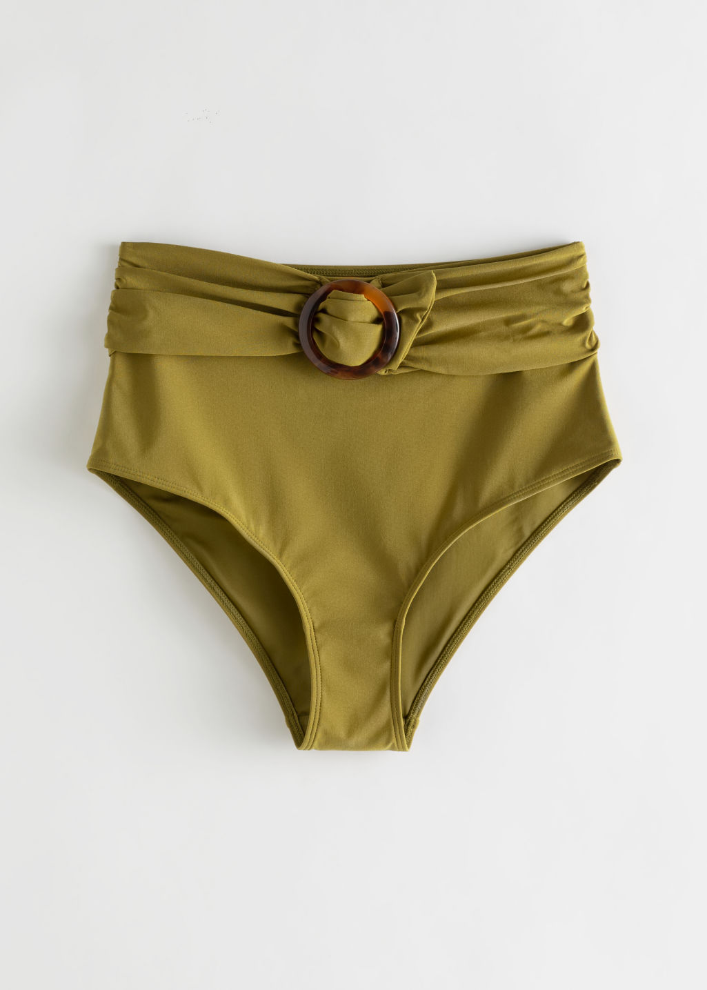 Belted High Waisted Bikini Bottoms - Green - Bottoms - & Other Stories - Click Image to Close