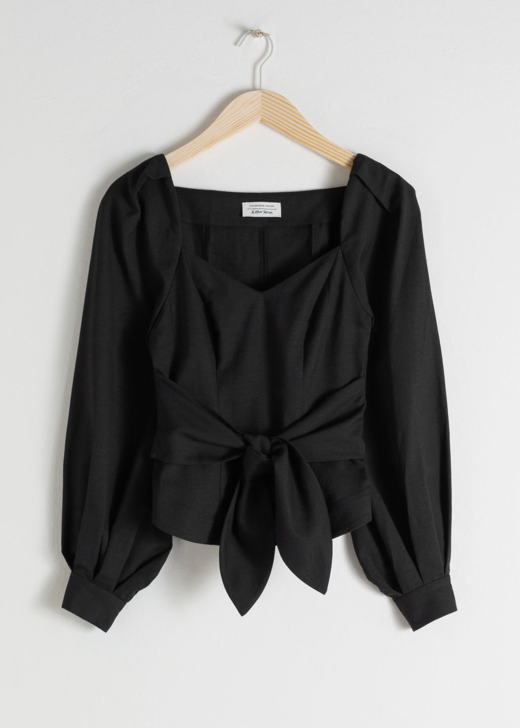 Tie Waist Blouse - Black - Blouses - & Other Stories - Click Image to Close