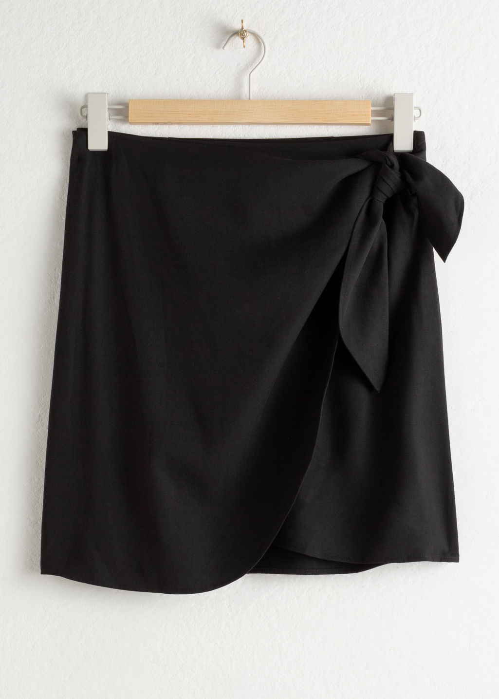 Lyocell Blend Wrap Mini Skirt - Black - Mini skirts - & Other Stories - Click Image to Close