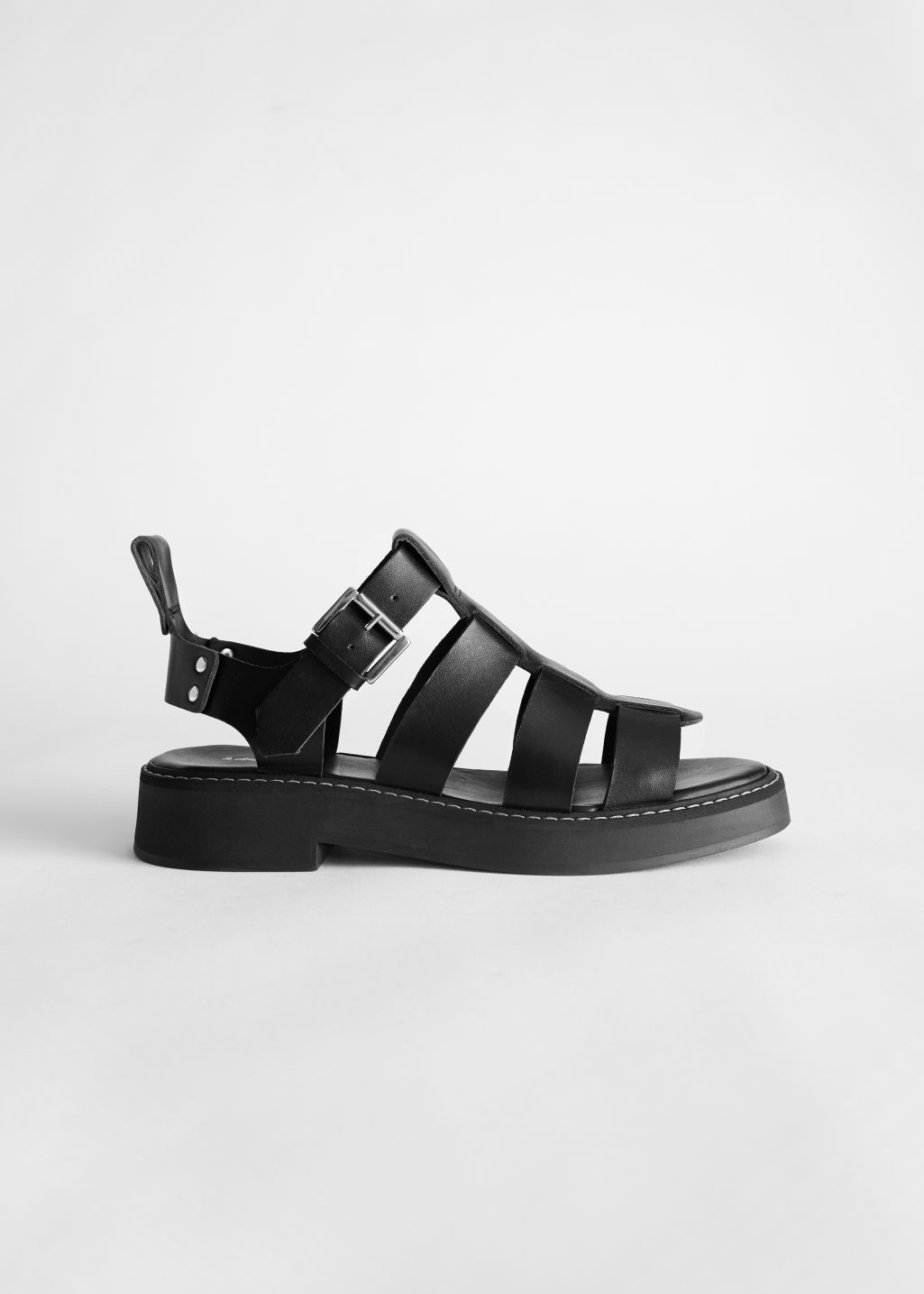 Chunky Leather Gladiator Sandals - Black - Flat sandals - & Other Stories