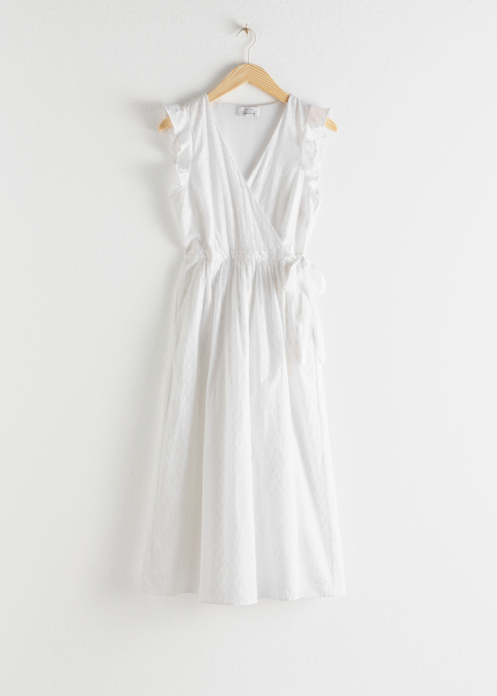 Ruffled Cotton Dobby Midi Dress - White - Midi dresses - & Other Stories