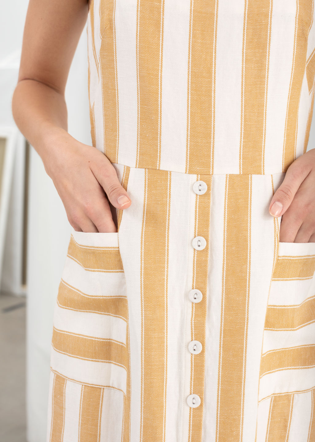 Striped Cotton Linen Midi Dress - Stripe - Midi dresses - & Other Stories