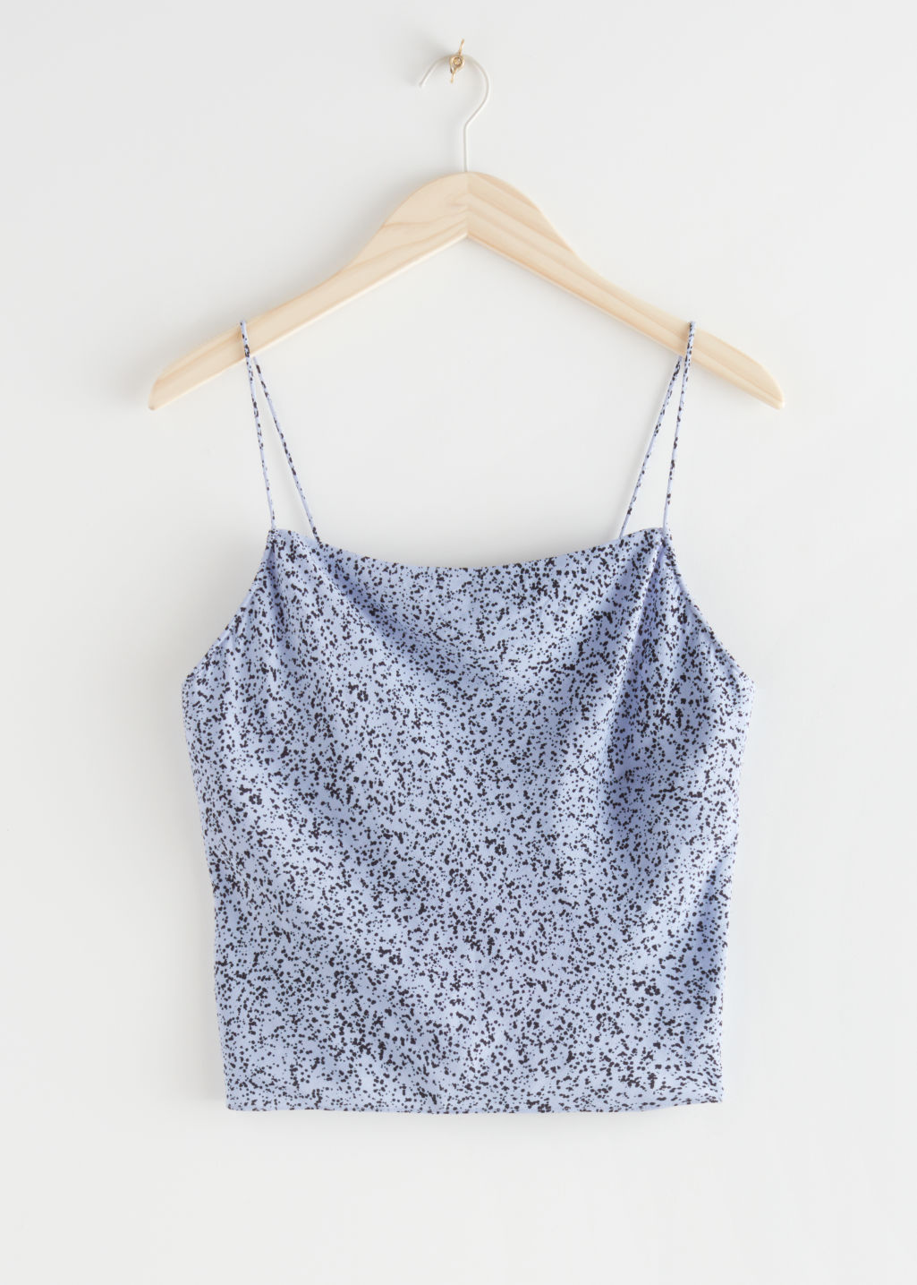 Satin Cowl Neck Tank Top - Blue Freckles - Tanktops & Camisoles - & Other Stories - Click Image to Close