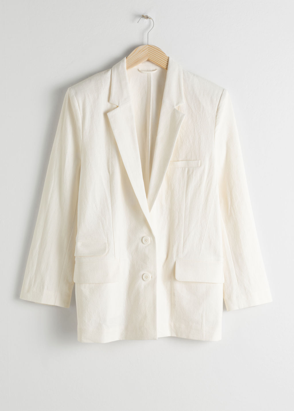 Oversized Cotton Linen Blazer - White - Blazers - & Other Stories - Click Image to Close