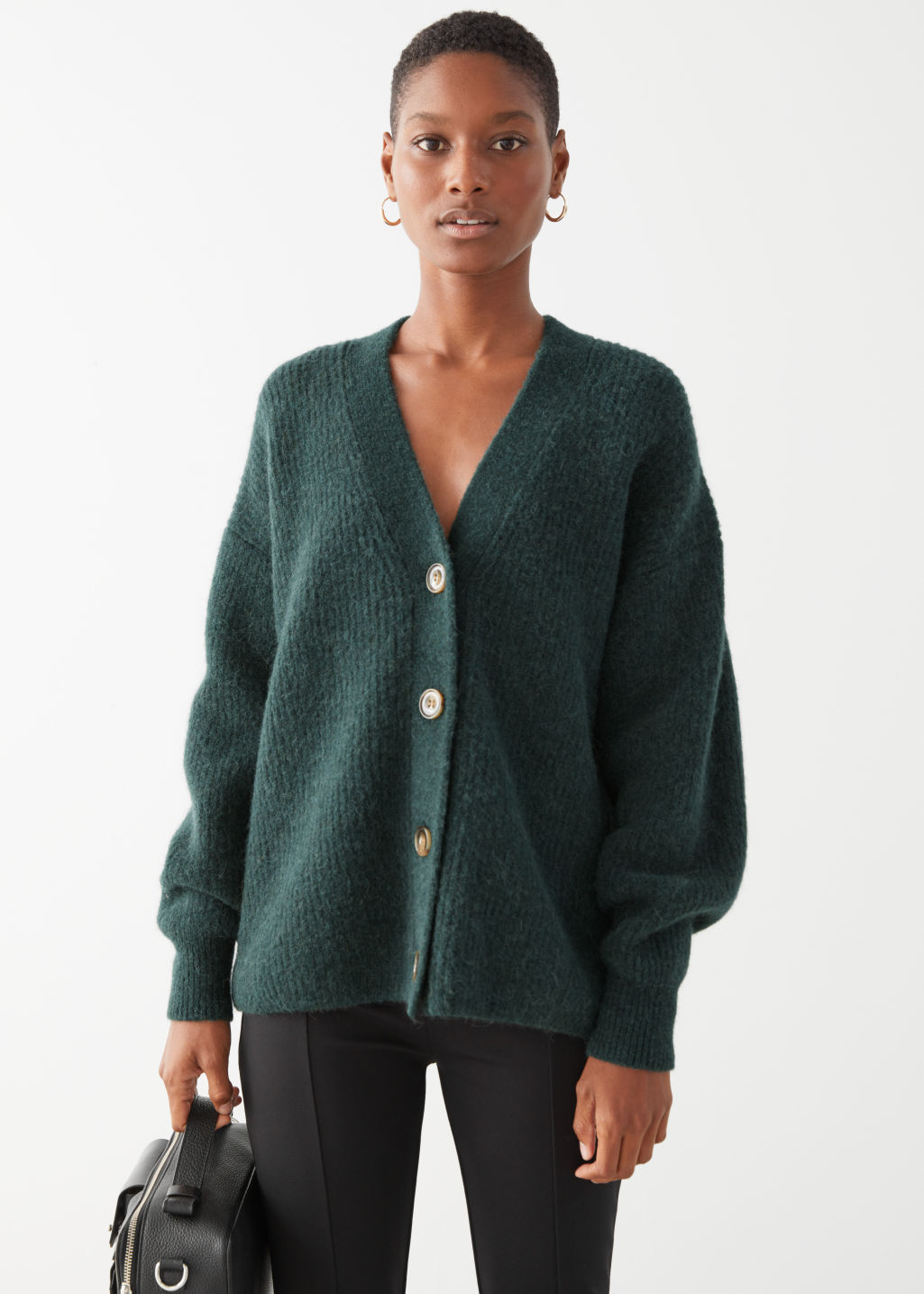 Oversized Alpaca Blend Cardigan - Green - Cardigans - & Other Stories - Click Image to Close