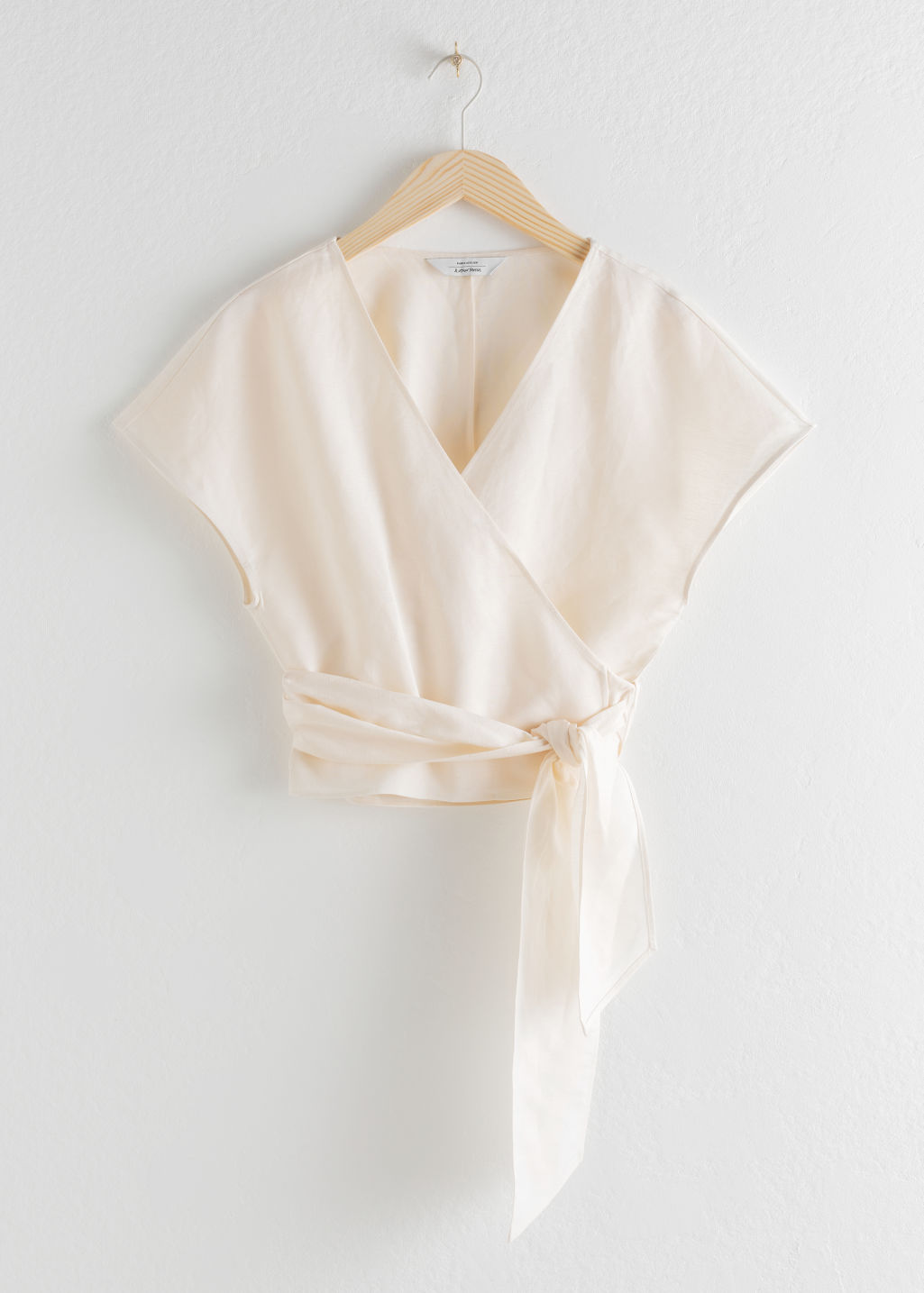 Linen Blend Wrap Top - White - Tops - & Other Stories