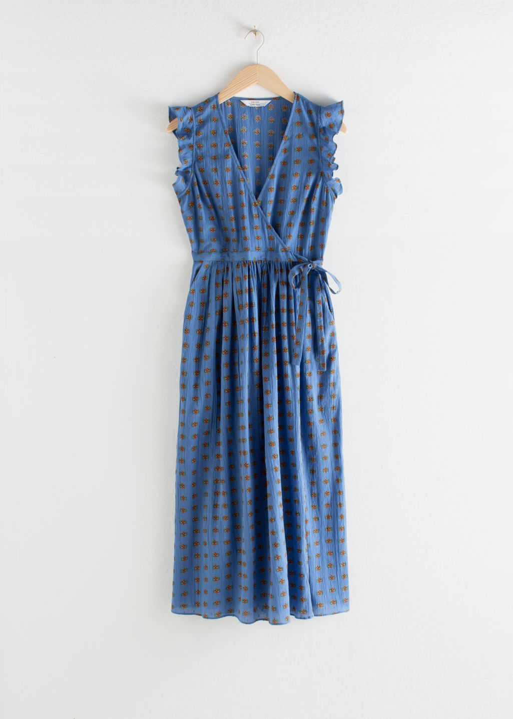Cotton Crepe Midi Wrap Dress - Blue - Midi dresses - & Other Stories