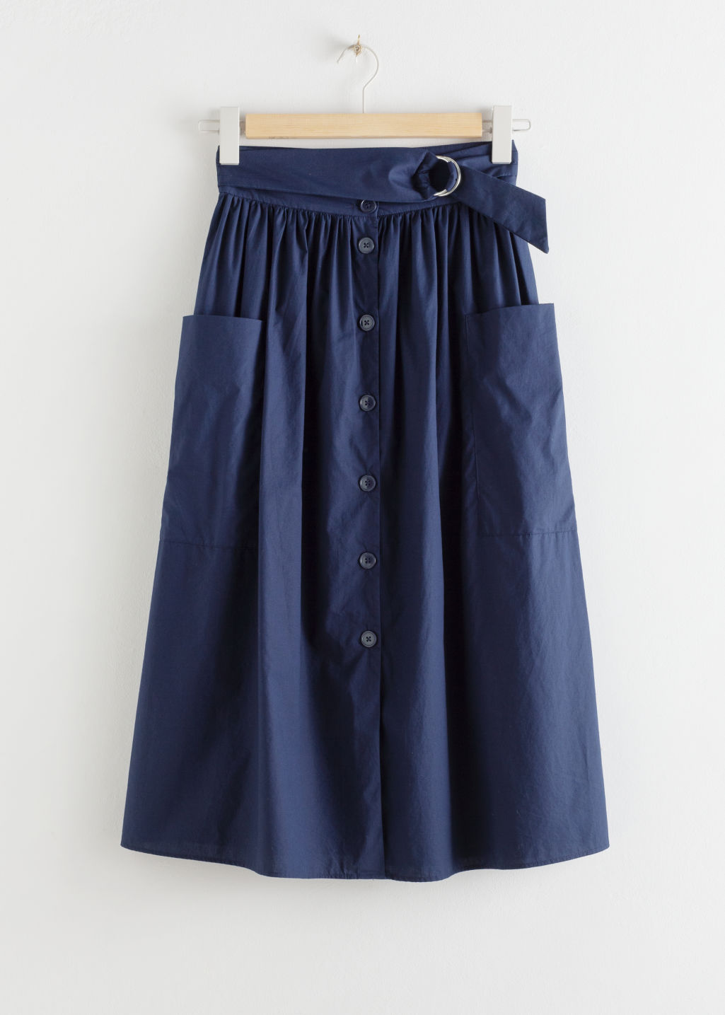 A-Line Cotton Midi Skirt - Blue - Midi skirts - & Other Stories - Click Image to Close