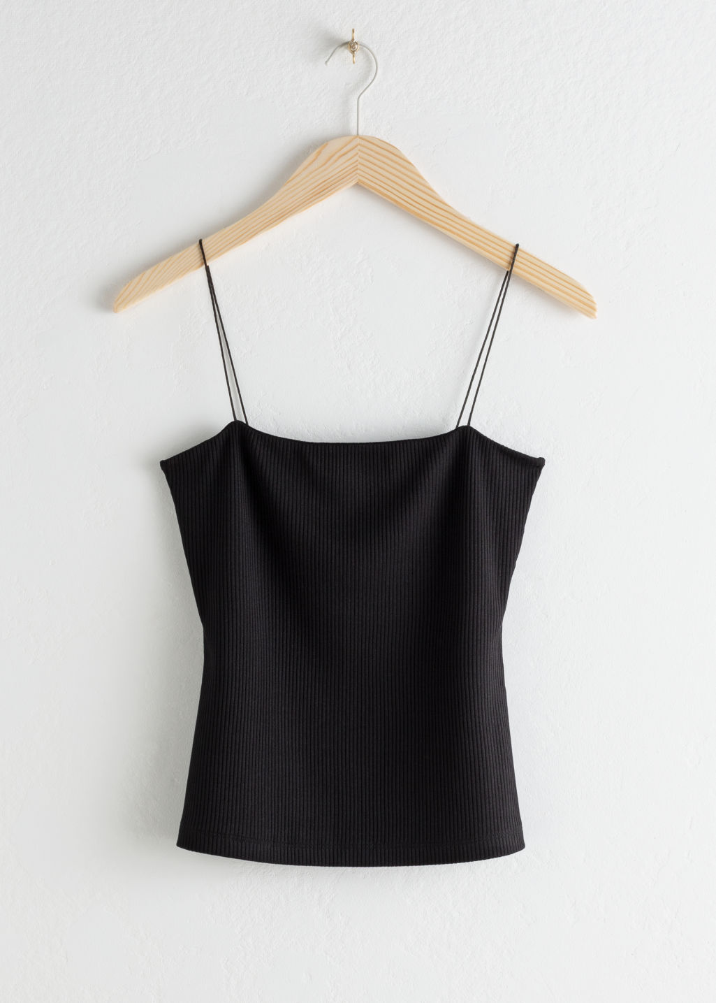 Stretch Spaghetti Rib Tank Top - Black - Tanktops & Camisoles - & Other Stories - Click Image to Close