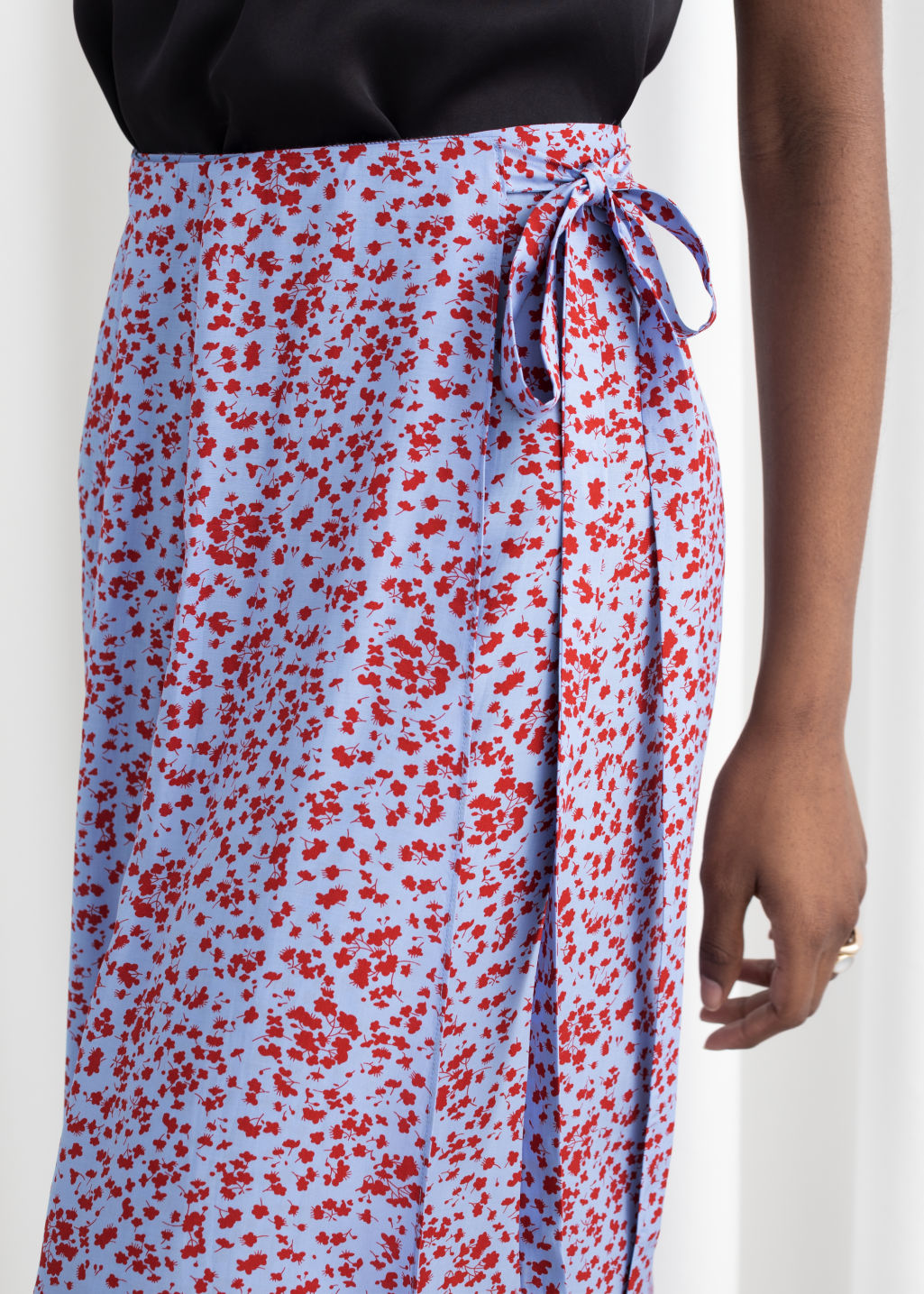 Satin Tie Midi Wrap Skirt - Floral - Midi skirts - & Other Stories - Click Image to Close