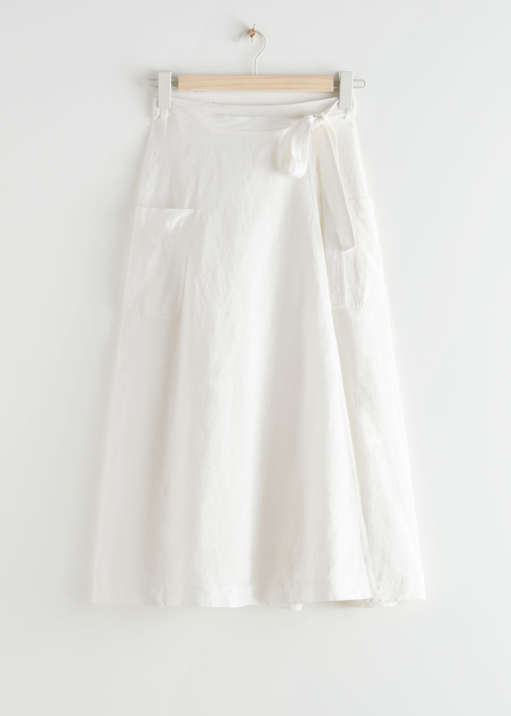 Belted Linen Blend Midi Skirt - White - Midi skirts - & Other Stories