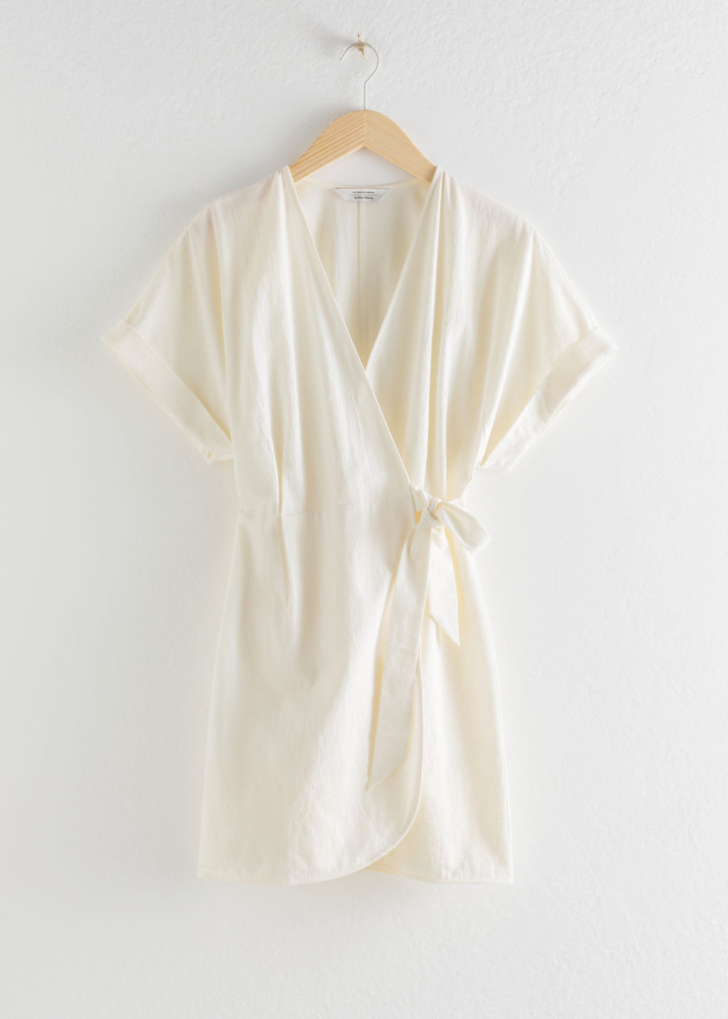 Organic Cotton Wrap Mini Dress - Cream - Wrap dresses - & Other Stories