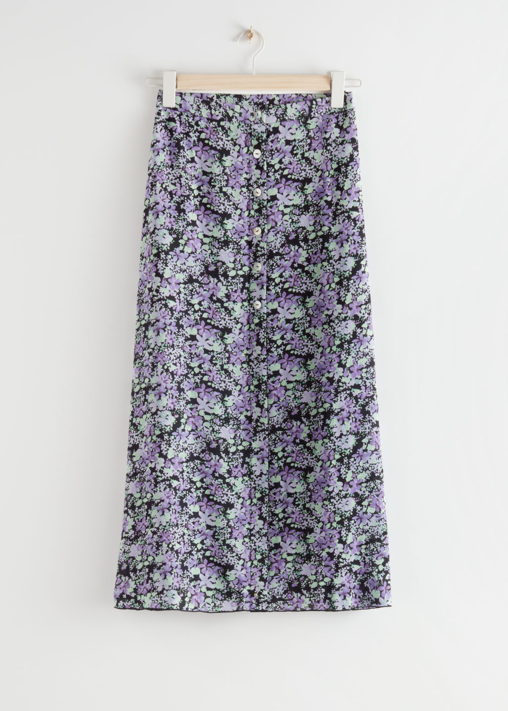 Floral Button Up Midi Skirt - Blue Florals - Midi skirts - & Other Stories - Click Image to Close