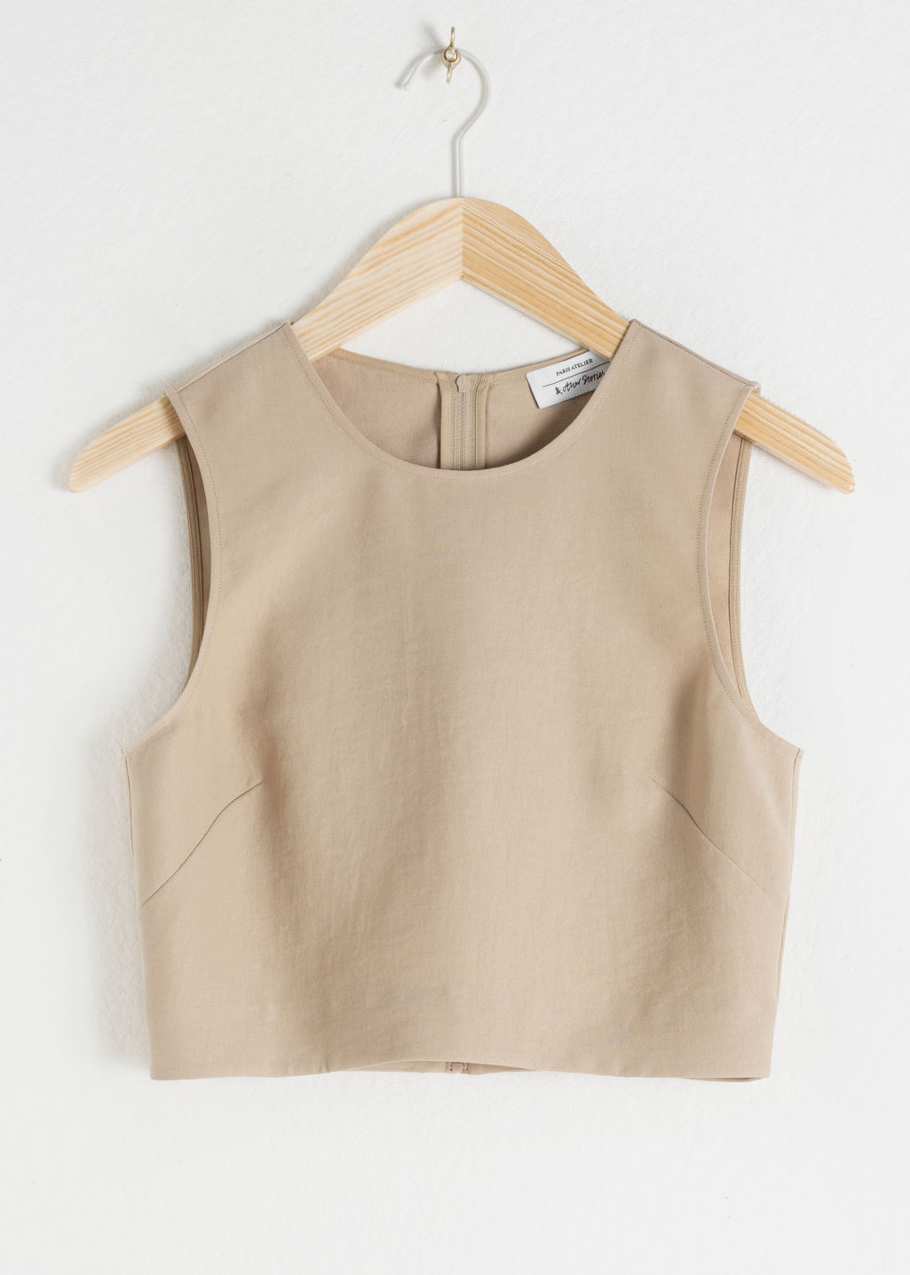 Cropped Lyocell Tank Top - Beige - Tanktops & Camisoles - & Other Stories - Click Image to Close