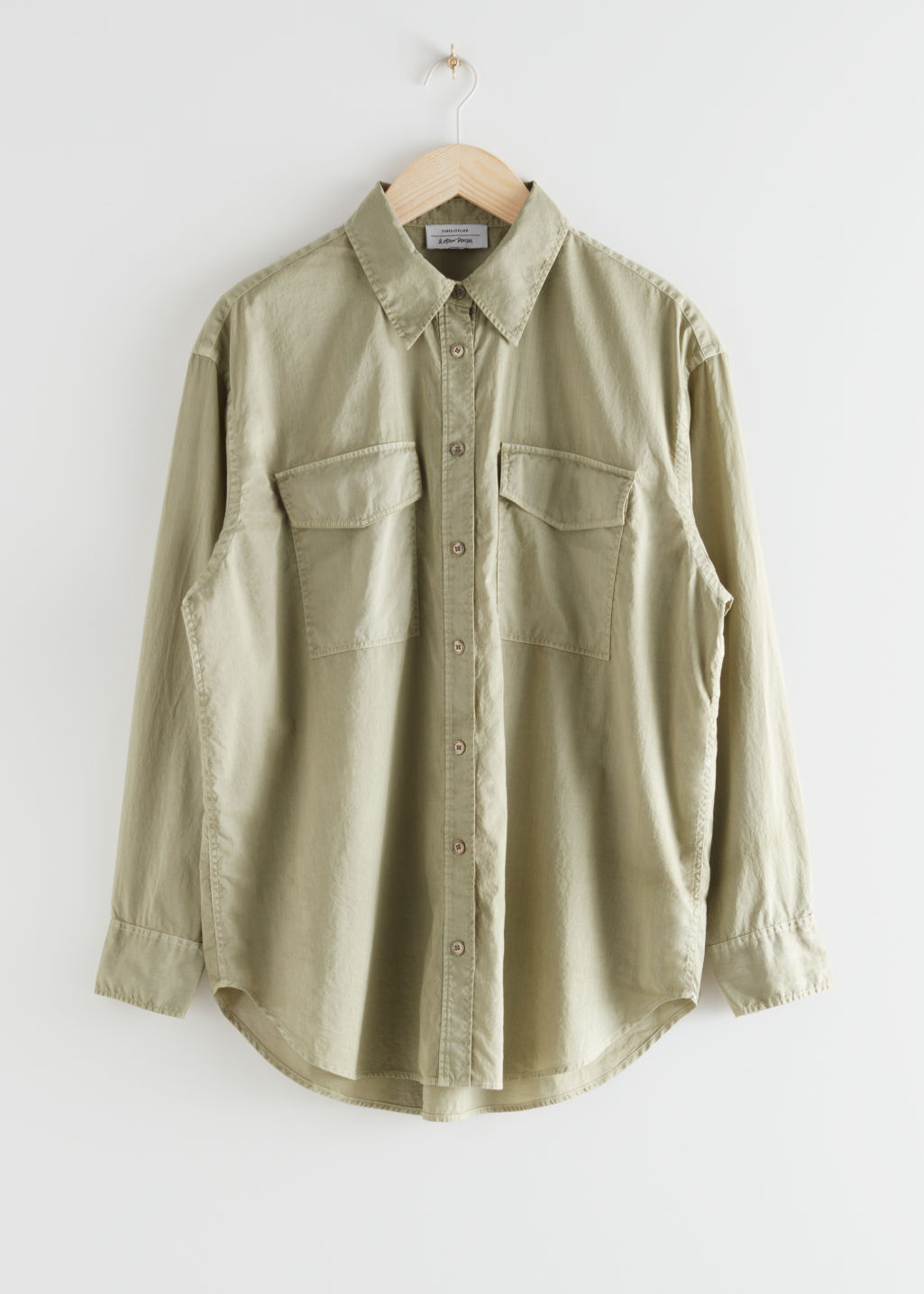 Oversized Button Up Shirt - Beige Checks - Shirts - & Other Stories - Click Image to Close