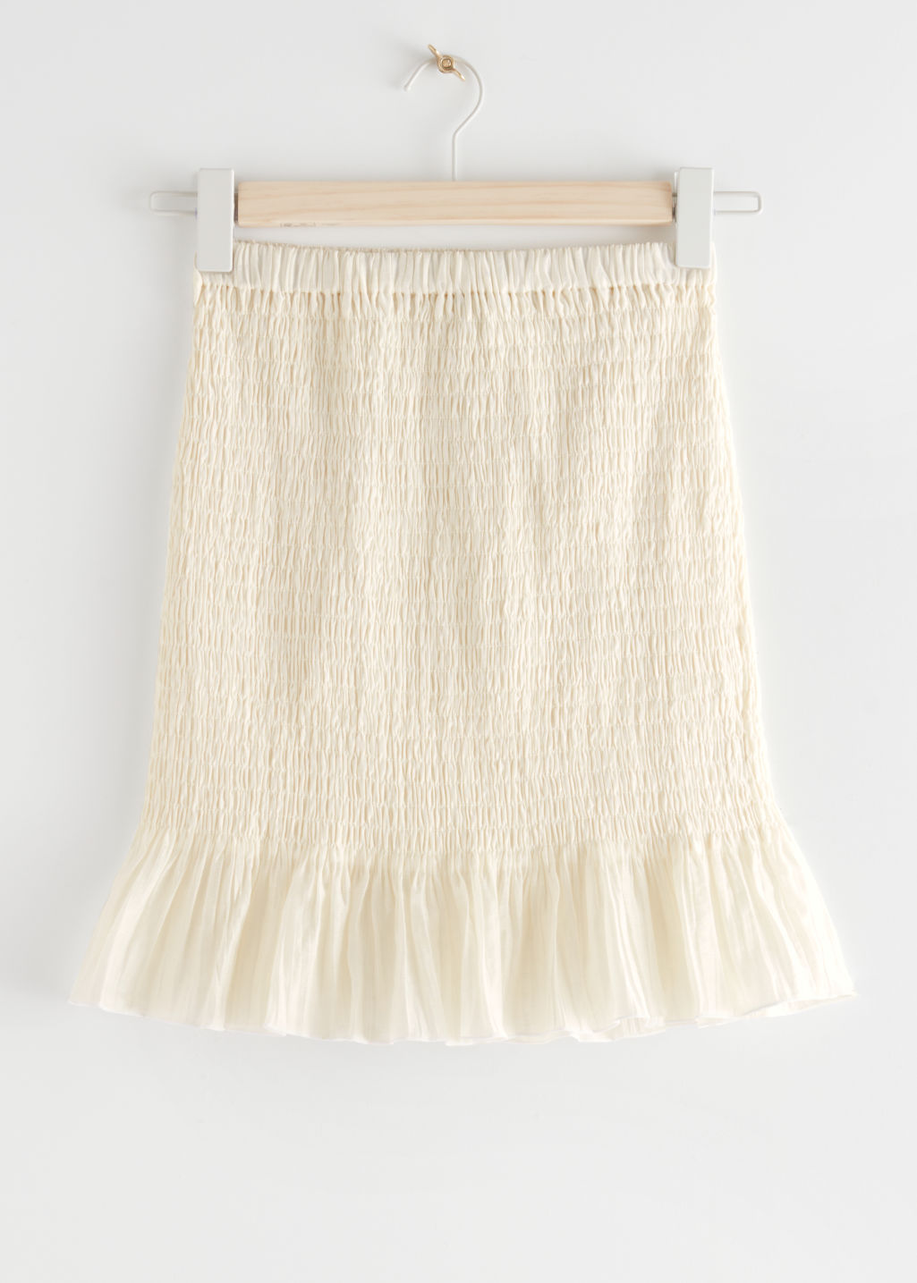 Fitted Smocked Skirt - Creme - Mini skirts - & Other Stories - Click Image to Close