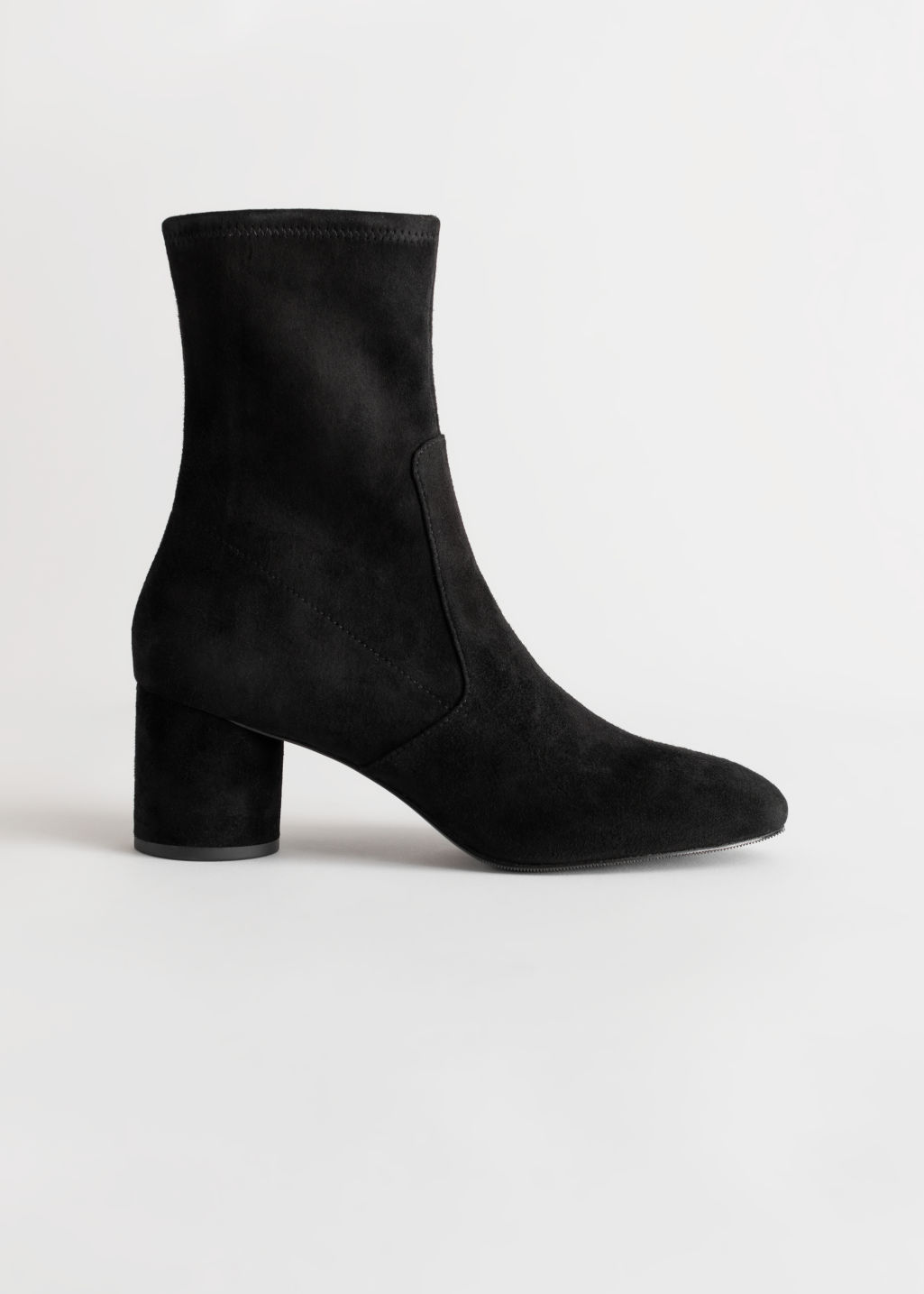 Suede Almond Toe Sock Boots - Black - Ankleboots - & Other Stories