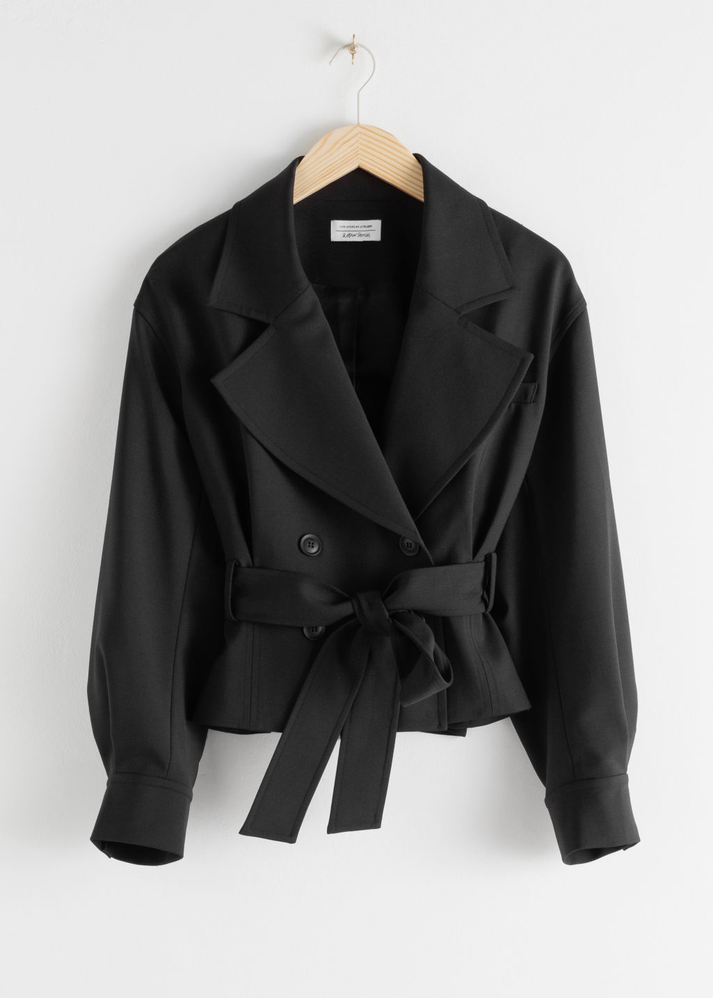Belted Wool Blend Trench Jacket - Black - Jackets - & Other Stories - Click Image to Close